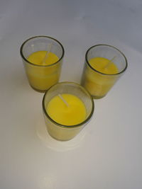 High angle view of drink on table