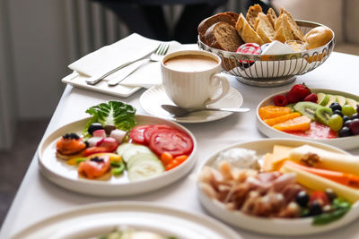 High angle view of food on table