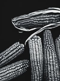 High angle view of food on table against black background