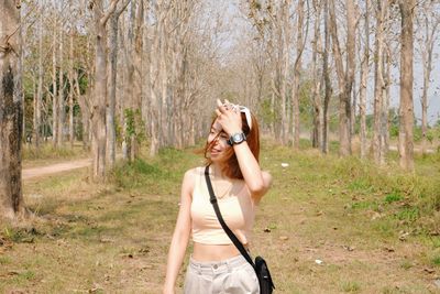 Girl in flower garden