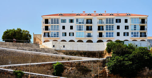 Architecture of houses on the coast of the port of mahon mao in menorca, spain
