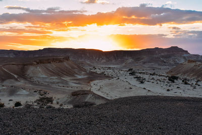 Scenic view of landscape against sky during sunset