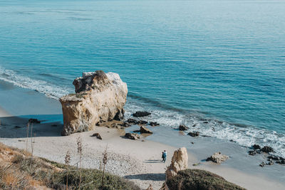 High angle view of rocks on beach