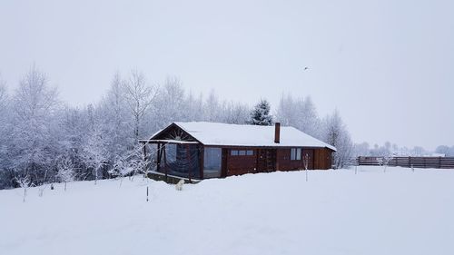 House against clear sky during winter