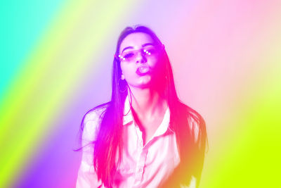 Young woman wearing sunglasses