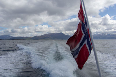 Scenic view of sea against cloudy sky