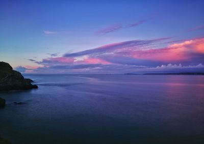 Scenic view of sea against sky at sunset