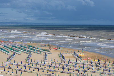 High angle view of beach against sky