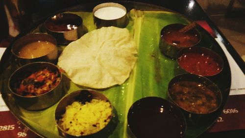 Close-up of served food in plate