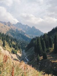 Scenic view of mountains against sky