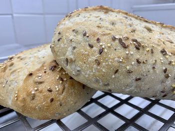 High angle view of bread on table