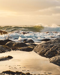 Scenic view of sea against sky during sunset