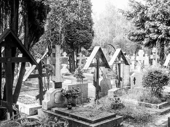 View of cemetery against the sky