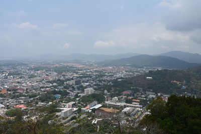 High angle view of townscape against sky