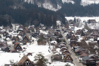 Aerial view of city during winter