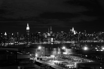 Illuminated cityscape at night