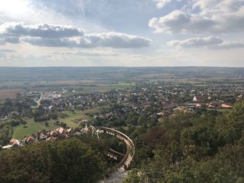 High angle view of townscape against sky