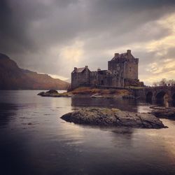 Scenic view of castle and lake