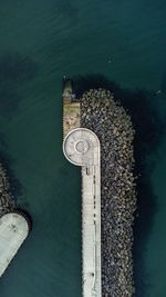 High angle view of ship in sea