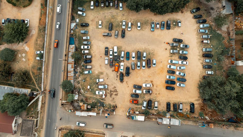 High angle view of people on beach