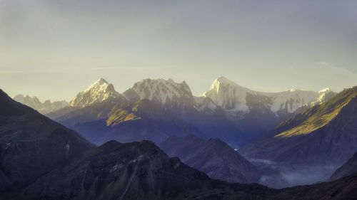 Scenic view of snowcapped mountain against sky