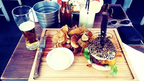 Close-up of food on cutting board