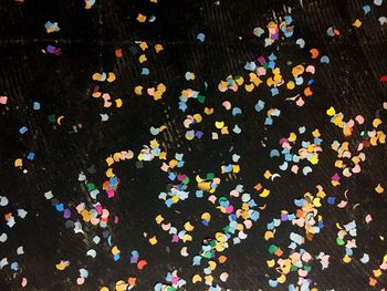 High angle view of confetti on street