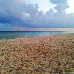 Scenic view of sea against cloudy sky