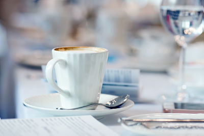 Close-up of coffee on table