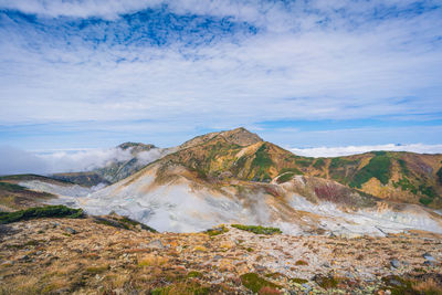 Scenic view of rocky mountains against sky