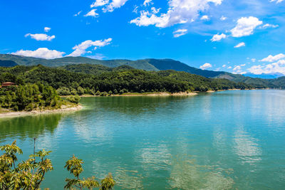 Scenic view of lake against sky