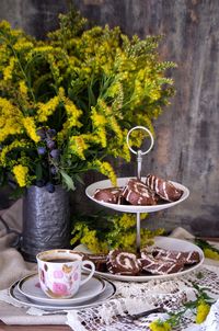 Close-up of food on table