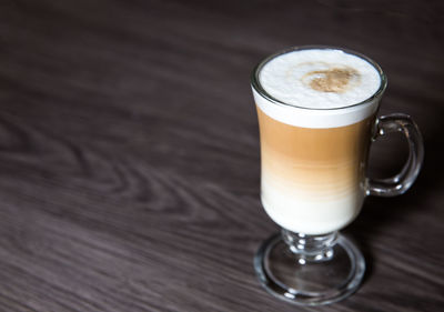 High angle view of coffee on table