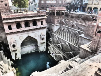 High angle view of bridge over river in city