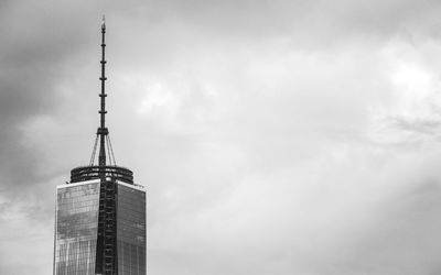 Low angle view of one world trade center against sky