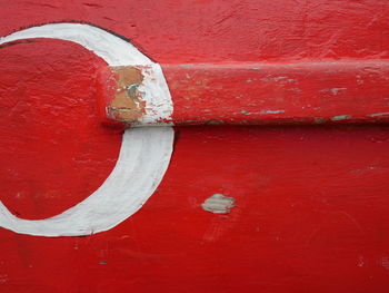 Close-up view of red wall