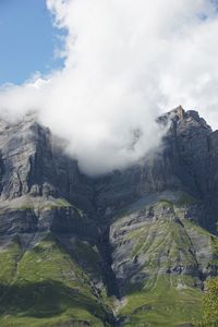 High angle view of mountains against sky