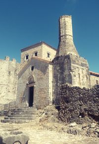 Low angle view of castle against clear sky