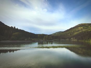 Scenic view of lake against sky