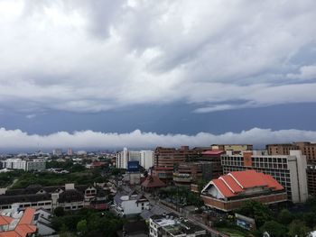 High angle view of townscape against sky