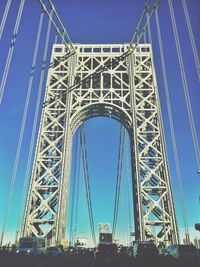 Low angle view of suspension bridge