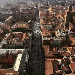 High angle view of buildings in city