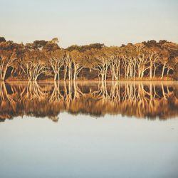 Scenic view of lake against sky