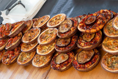 High angle view of cupcakes on table