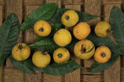 High angle view of fruits on table