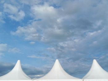 Low angle view of tent against sky