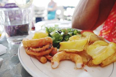 Close-up of food in plate on table