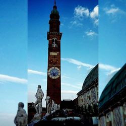 Low angle view of clock tower against clear sky