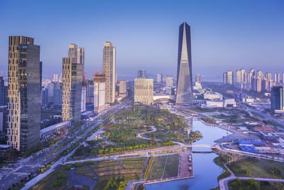 Aerial view of buildings in city