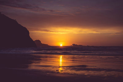 Scenic view of sea at sunset